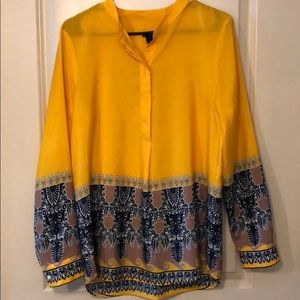J. Crew Yellow Long Sleeve Blouse